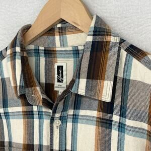 HOWE Shirt Mens L Heavy Flannel Western Plaid Button Up Workshirt Cotton Brown
